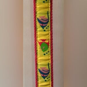 Douglas Paquette “H” Closure Tropical Fish Pink Canvas Belt Women’s Size Large